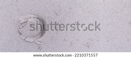 The footprint of a horse's hoof on the sand on the seashore