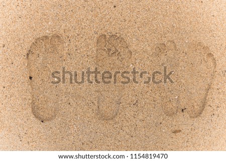 Footprint in the sand on the beach.