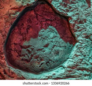 Footprint Of A Sauropod, A Prehistorical Lizard Also Known As Dinosaurs, Fossil Of A Dinosaur Track