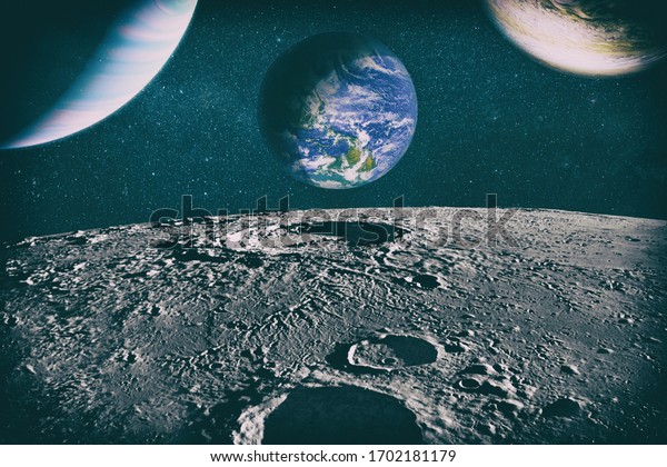 Footprints as an evidence of people
being there or great forgery.The Earth as Seen from the Surface of
the Moon - Elements of this Image Furnished by
NASA