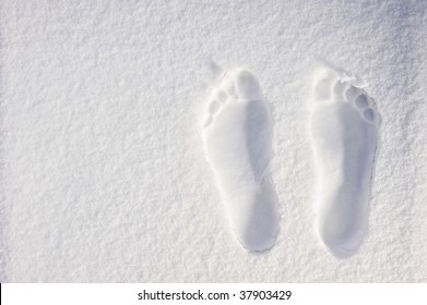 Footprints of the legs on the white sand