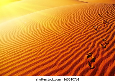 Footprints on sand dune, Sahara Desert, Algeria  - Shutterstock ID 165510761