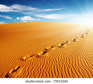 Footprints on sand dune, Sahara Desert, Algeria - Powered by Shutterstock