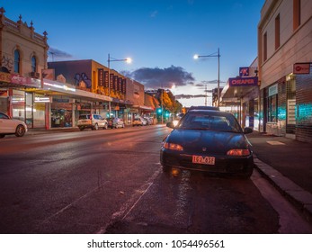 Footscray, VIC/Australia-March 26th 2018: Melbourne's Suburban Street At Night