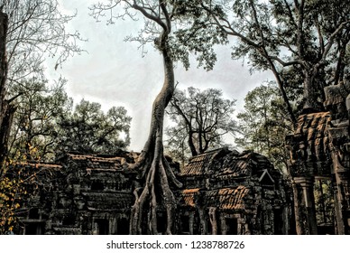 In the footsteps of Lara Croft. Angkor Wat. Traveling around Cambodia.