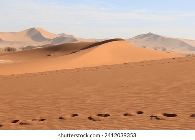 footsteps on Namib desert, Namibia
