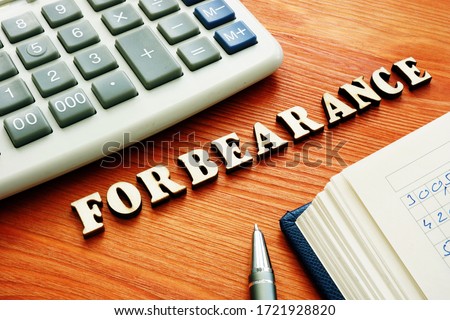 Forbearance word from wooden letters.