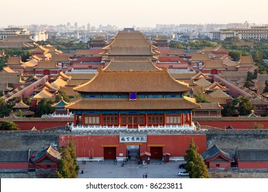 the forbidden city at dusk in beijing,China