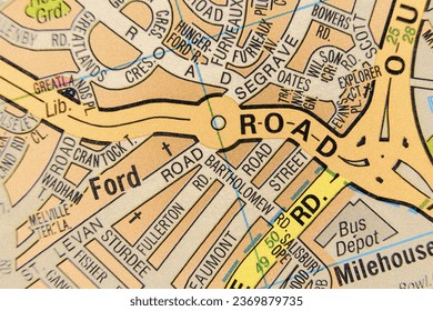 Ford, Devon, England, United Kingdom atlas map town name pencil sketch - Shutterstock ID 2369879735