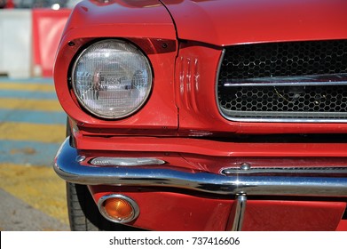 Ford Mustang. American car. Headlight detail