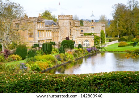 Forde Abbey Dorset England in autumn, former Cistercian monastery now a tourist attraction and a Grade I listed building