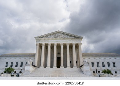 foreboding stormy sky over the Supreme Court building in Washington DC - Shutterstock ID 2202758419