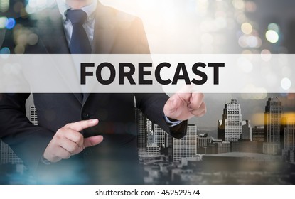 FORECAST ( Estimate Future Planning Predict Strategy) and businessman working with modern technology