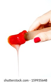 Foreground Of A Depilatory Red Wax  / Wax Drip 