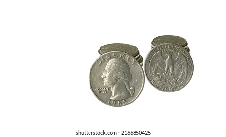 Foreign Currency Coins On A White Background.