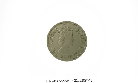 Foreign Currency Coins On A White Background.