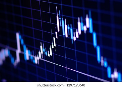 Foreign Exchange Price Chart On Display. Fx Trading. Bars Or Candles On Charts Of Stock Market Visualisation