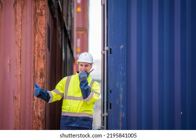 Foreman Control Forklift Unloading Truck At The Container Yard Warehouse.