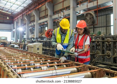 Foreman or worker work at factory site check up machine or products in site. Engineer or Technician checking Material or Machine on Plant. Heavy industry factory concept.	 - Shutterstock ID 2138885027
