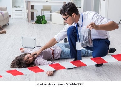 Forensic Investigator Crime Scene Investigating Woman Stock Photo (Edit ...