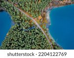 Forest between two lakes from sides