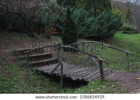 Similar – Image, Stock Photo Holzpaddel lehnt, halb von der Trauerweide bedeckt, an der sonnenwarmen Steinmauer.