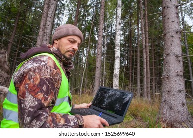 Forest Certification And Forest Stewardship Council. Forest Engineer Makes A Forest Fund Taxation.