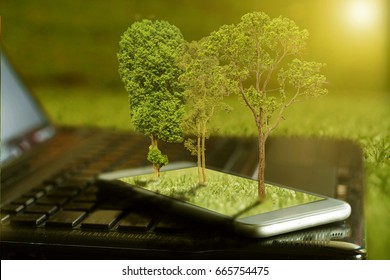 Forest conservation concept through technology.