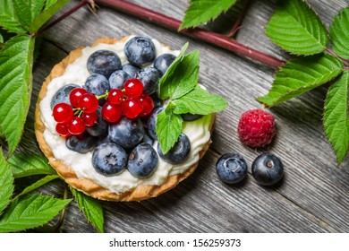 Forest cupcake with berry fruits