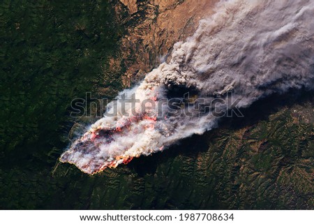 Forest fire from space. Elements of this image were furnished by NASA. High quality photo