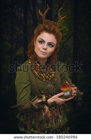 Forest girl with antlers