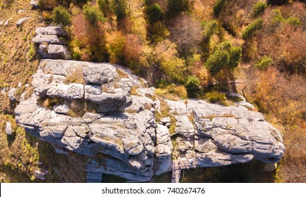 Forest Mountines with rocks landscape. Autumn colours. Aerial view from a drone. Ukraine. - Powered by Shutterstock