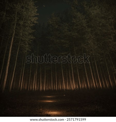 forest at night with headlight