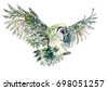 owl flying watercolor