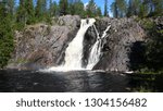 Forest rocky waterfall in Finland. Hepokongas. Puolanka