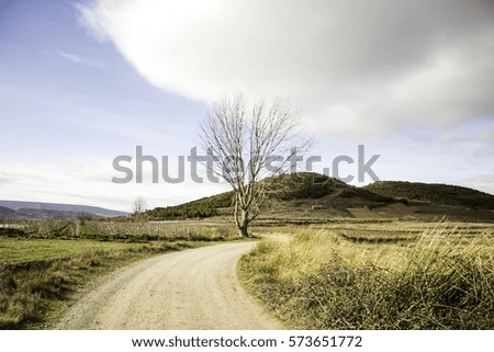 Similar – Image, Stock Photo Road to nowhere Field Hill