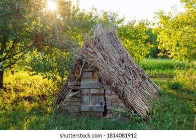 Forester Hut among a autumn woodland Colorful morning scene at the edge of the forest - Powered by Shutterstock