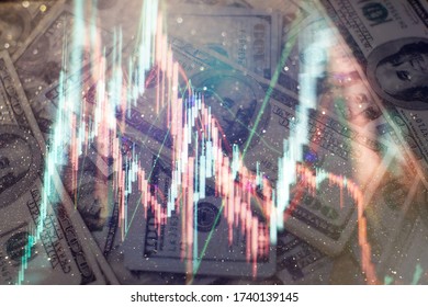 The Forex graph chart on the digital screen. Sustainable portfolio management, long term wealth management with risk diversification concept.