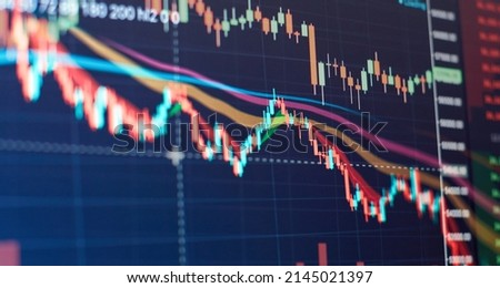 forex trading graph and candlestick chart suitable for financial investment concept. Economy trends background for business idea and all art work design. Abstract finance background.