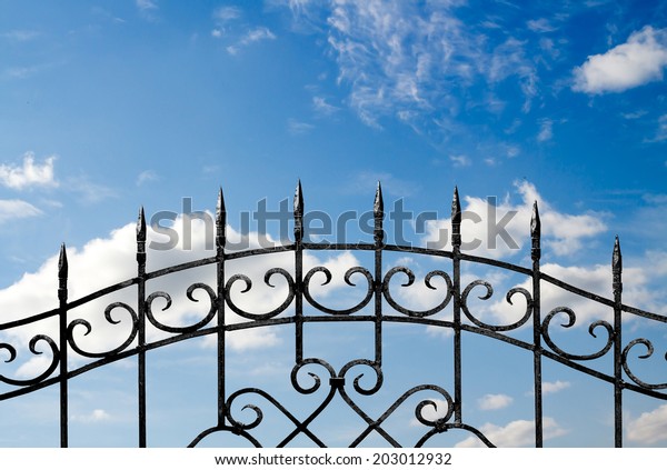 Forged Metal Fence Against Sky Stock Photo (Edit Now) 203012932
