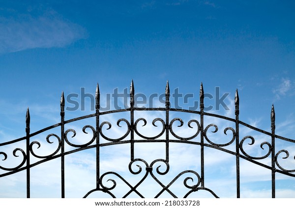 Forged Metal Fence Against Sky Stock Photo (Edit Now) 218033728
