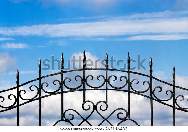 Forged Metal Fence Against Sky Stock Photo (Edit Now) 263116433
