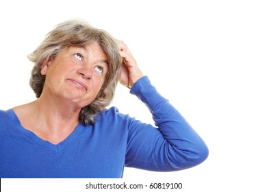 A Forgetful Elderly Woman Scratching Her Head