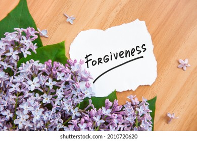 Forgiveness Text Bouquet Lilac Flowers Beautiful Stock Photo 2010720620