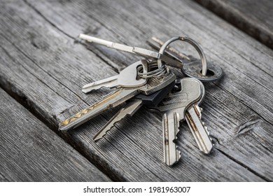 Forgotten Keys Lie On A Bench. Don't Get Home. High Quality Photo