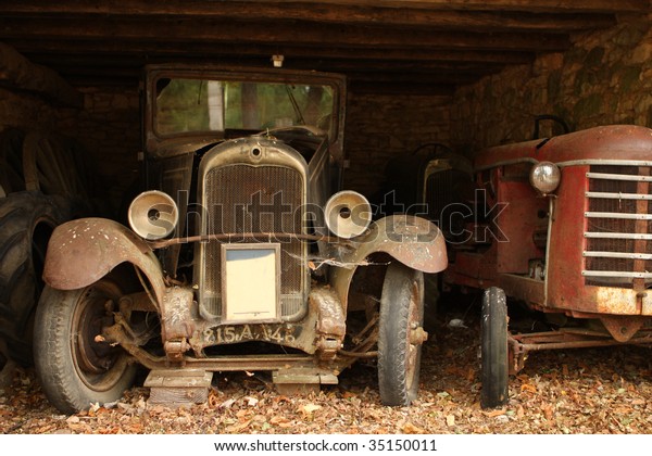 Forgotten Old Vintage Cars Barn Dordogne Stock Image Download Now