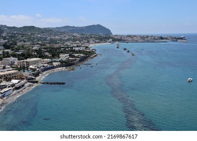 Forio, Campania, Italy - May 14, 2022: Panorama of the bay from Belvedere di Zaro or Belvedere San Josemaria Escriva
