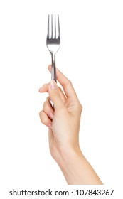 Fork In Hand Isolated On White Background