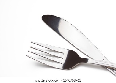 Fork and knife close-up isolated, cutlery, flatware. - Shutterstock ID 1540758761
