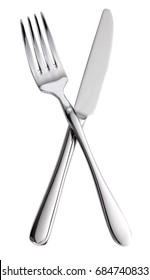 Fork and knife crossed. Isolated on a white background.